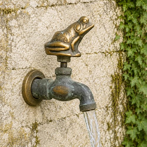 Vintage Garden Tap Toad Frog Handle Garden Water Hose Planter Trough Watering 