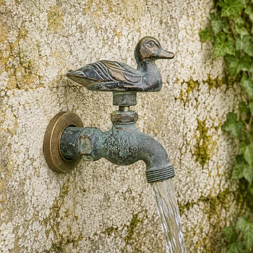 Duck Garden Tap Vintage Garden Water Hose Planter Trough Watering Brass Can Top