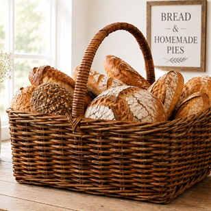 Large Bakers Basket Wicker Bread Ba...