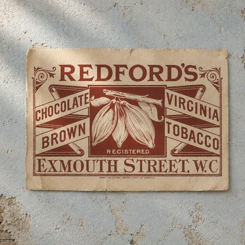 Redford's Tobacco 12" X 9" Crate Label Redfords Tobacco Old Victorian Shop C1890