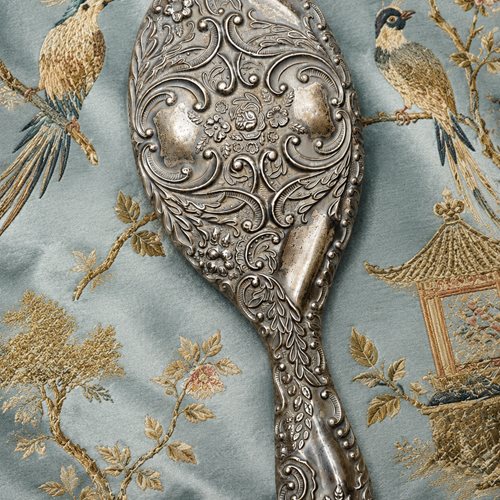 Silver Hand Mirror Art Nouveau Dressing Table Mirror Glass Edwardian Antique Old