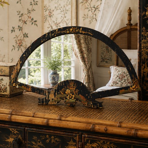 Chinoiserie Fan Mirror Side Table Mirror Desk Mirror Antique Small Oriental Old