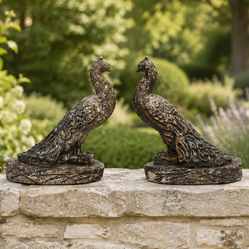 Peacock Pair Vintage Garden Peacocks Pair Of Old Stone Birds Garden Bird Figure