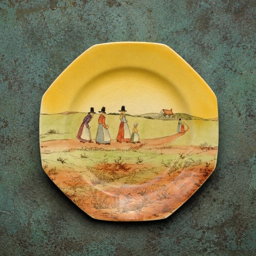 1906 Royal Doulton Welsh Series Octagonal Plate By Charles Noke D2717 Antique