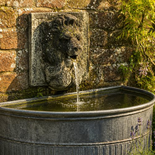 Stone Lion Fountain Head Vintage Garden Water Feature Wall Spout Trough Mask Old