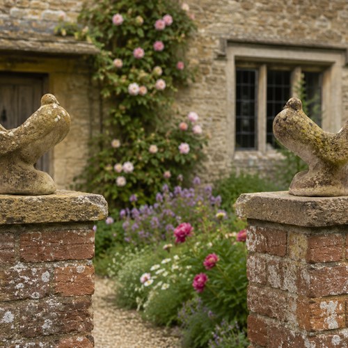 Cast Stone Doves Vintage Stone Pigeon Antique Garden Bird Gate Post Dove Pair Of