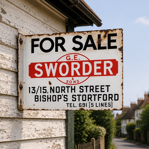 Enamel Sign For Sale G.E.Sworder & Sons Bishop's Stortford Antique Vintage Sign