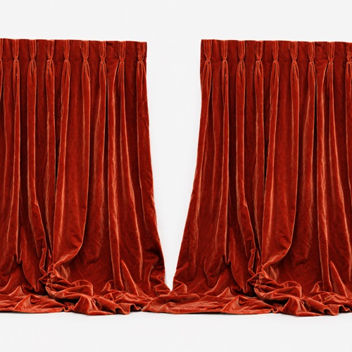 Red Velvet Curtains Vintage Curtain 91" Drop Pair Of Red Velvet Curtains