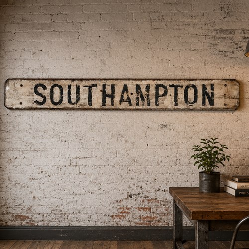 Southampton Sign Old Hand Painted Wooden Trade Sign Plaque Dock Ship Yacht Boat
