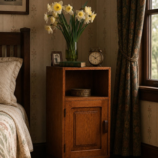 Oak Bedside Cabinet Bedroom Cupboar...