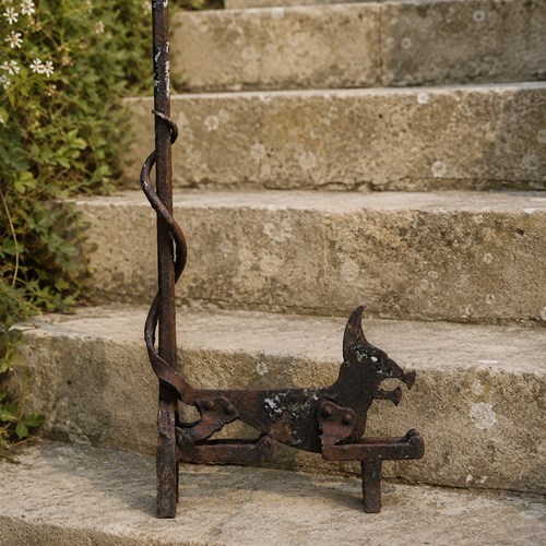 Folk Art Boot Scrape Antique Wrought Iron Foot Scraper Antique Garden Fox Old