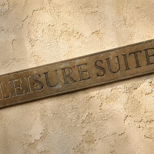 Leisure Suite Door Sign Brass Plaque Old Vintage Reclaimed Sign Games Room Snug