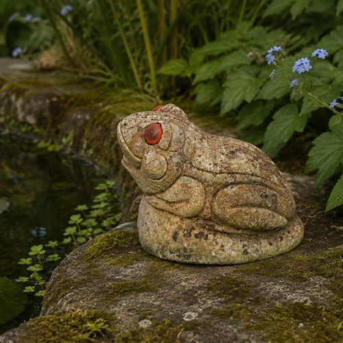 Pond Frog Toad Pond Antique Garden Figure Animal Old Vintage Stone Frog