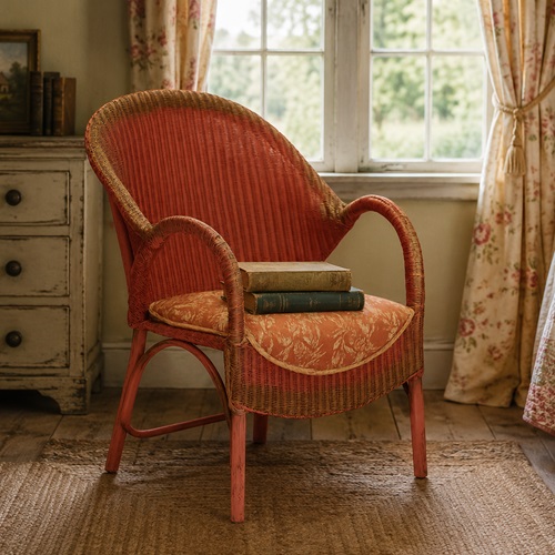 Lloyd Loom Open Armchair Antique Woven Vintage Arm Chair Old Painted Seat Stool 