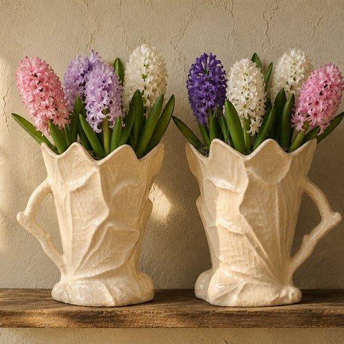 Sylvac 4745 Vase Pair Posy Vase Mantle Vase Planter Vintage Vases White Pot Pair