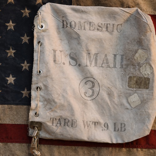 U.S. Mail Bag Sack Vintage Industrial Fabric Cotton Chair Stool Post Textile Old