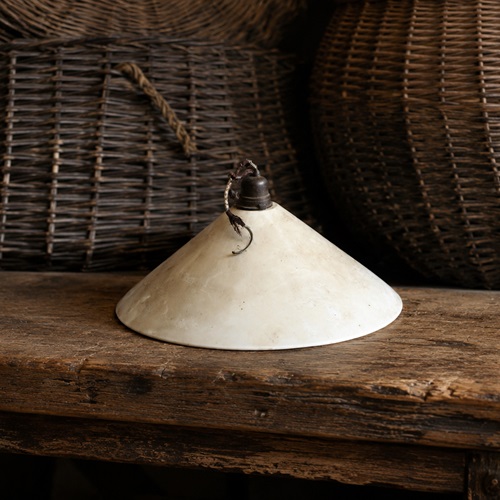 Untouched Opaline Coolie Shade 10" Industrial Light Lighting Lamp Glass Pendant