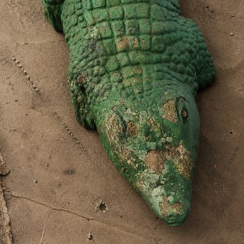 Cast Stone Crocodile Antique Garden Crocodilian Old Alligator Pond Water Feature