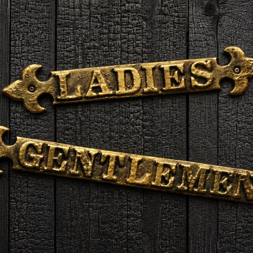 Toilet Door Signs Reclaimed Vintage Brass Ladies Gentlemen Bathroom Plaque Gents