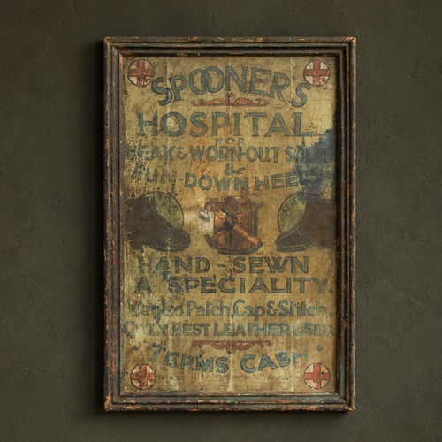 Antique Trade Sign Cobblers Shop Shoe Repair Sign Folk Art Wooden Hand Painted 
