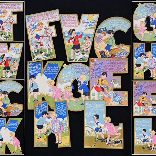 Birthday Cards Antique 1930'S Cards Shaped As Initials Letters Ephemera Vintage