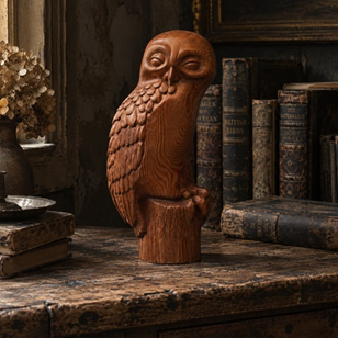 Pitch Pine Owl Vintage Wood Carving...