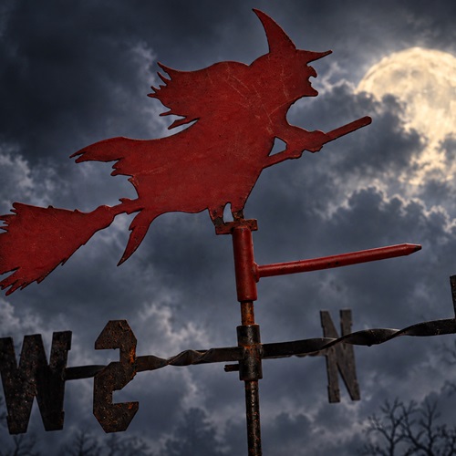 Spooky Weather Vane Weathervane Weathercock Wind Vane Halloween Witch Reclaimed