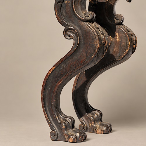 Lion Paw & Claw Legs Antique Carved Wooden Leg Pair Ornate Walnut Legs Feet Foot