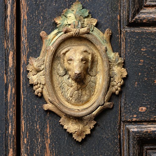 Antique Door Knocker Reclaimed Brass Door Knocker Dog Front Door Knocker Porch