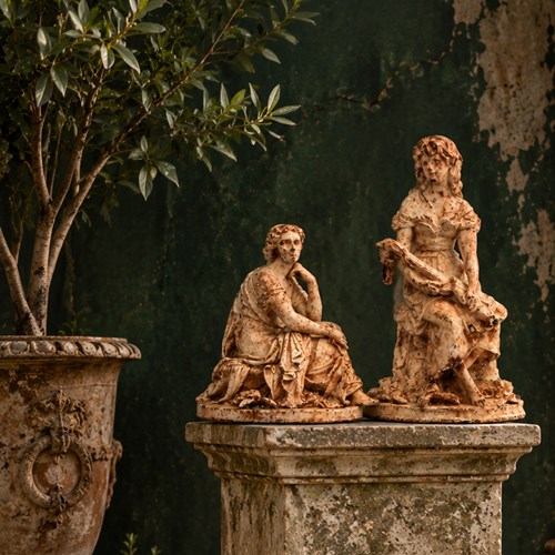 Orangery Figures Cast Iron Garden Statue Lady Figurine Conservatory Metal Old 