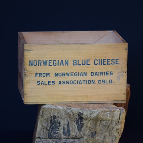 Blue Cheese Crate Norwegian | Vintage Pine Storage Box | Shelf | Antique Kitchen