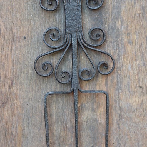 Early Wrought Iron Toasting Fork Antique Flesh Fork Broaching Fork Old Kitchen
