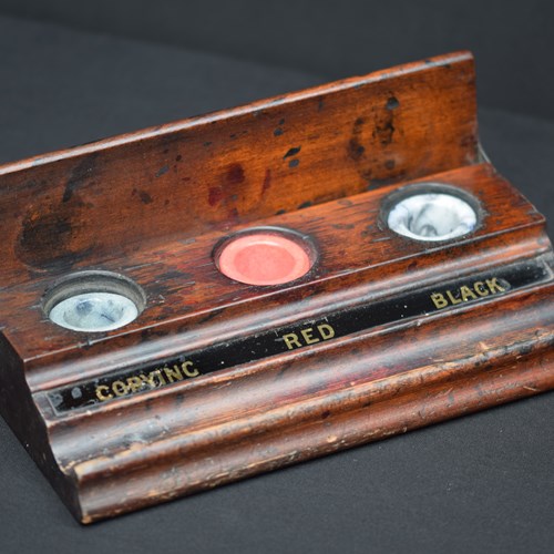 19Th Century Mahogany Inkwell Set