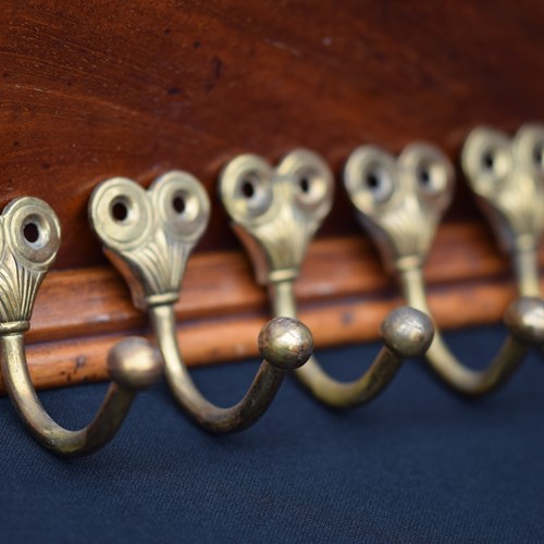 Brass Coat Hooks | Set Of 8 Antique Victorian Pegs Rail Hall Stand Reclaimed Old
