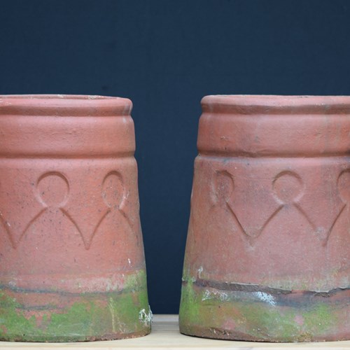 Pair Of Reclaimed Chimney Pots | Old Vintage Garden Planters Fireplace Plant Pot