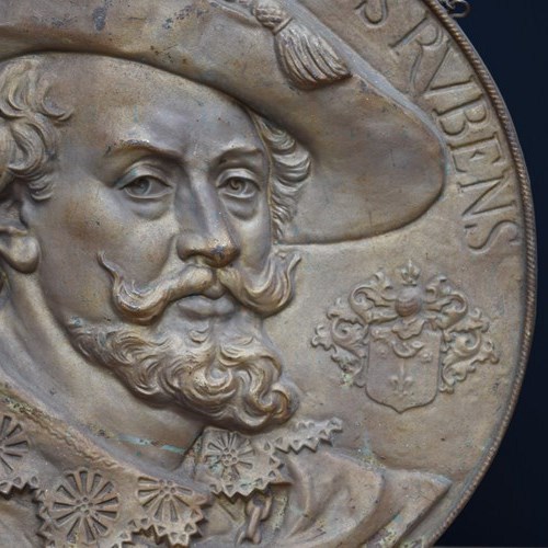 Iron Rubens Plaque | Flemish Wall Plaque Sign | Huge Old Cast Iron Artist Plaque