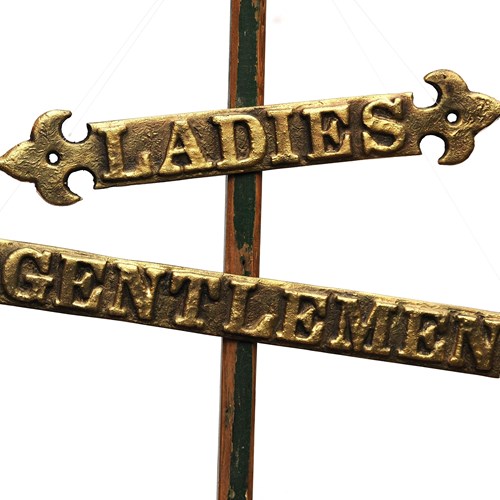 Toilet Door Signs Reclaimed Vintage Brass Ladies Gentlemen Bathroom Plaque Gents