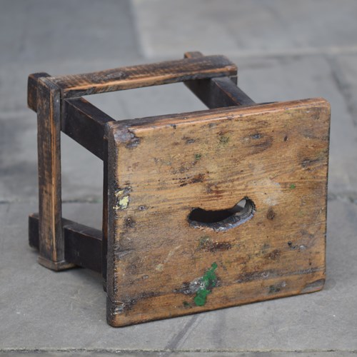 Rustic Pine Stool With Hand Slot