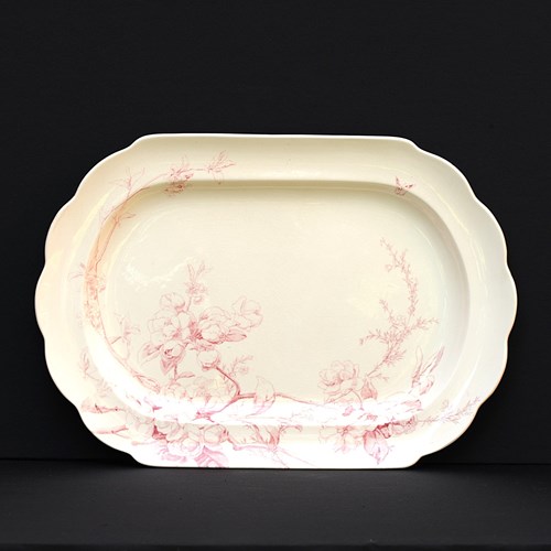 Large Platter Pink & White Large Plate 19Th C Brownfield & Sons Red & White Dish