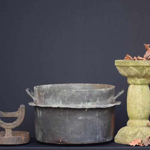 Large Antique Copper Planter Trough Urn Pot Flower Old Garden Logs Plant Cheese 