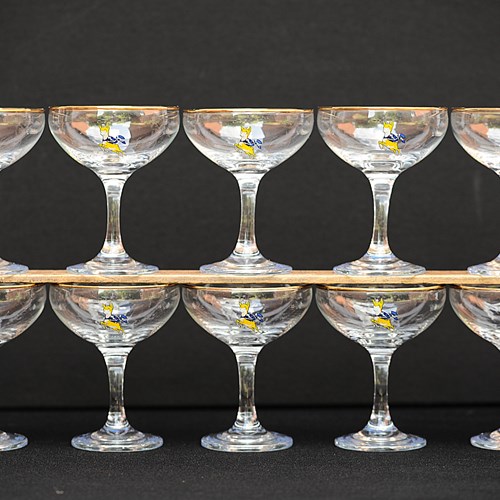 10 Babycham Glasses Vintage Babycham Glass Coupe Cocktail Champagne Drink Bar