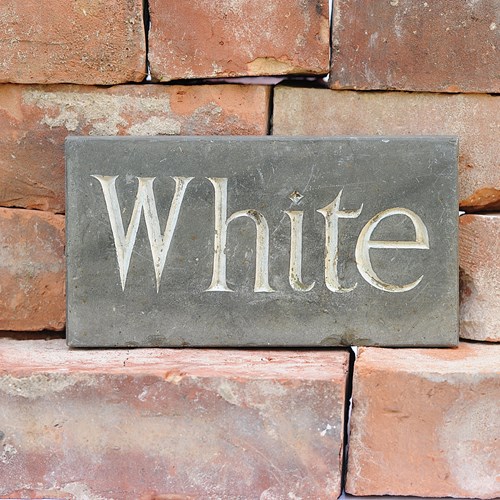 White Surname Plaque Hand Carved Slate White Name Sign Vintage Old Garden House