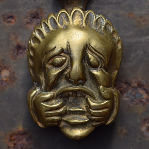 Dentists Door Knocker Vintage Old Reclaimed Brass Face Mouth Open Teeth Pain Old