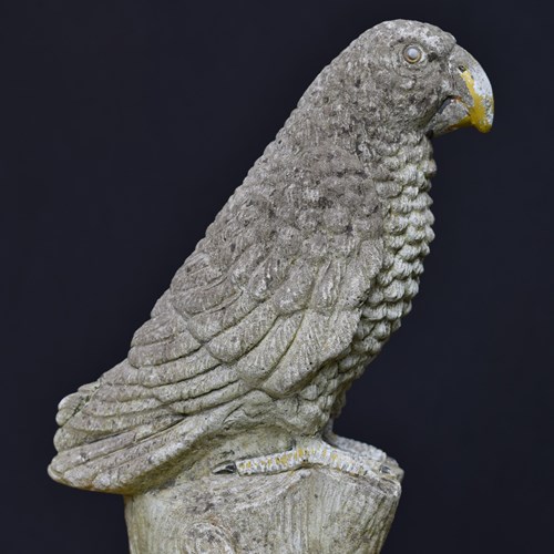 Stone Parrot | Vintage Stone Bird | Antique Garden Aviary | Animal