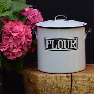 Enamel Flour Bin Antique Baking Flo...