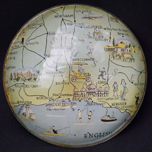 Sussex Paper Weight Vintage Old Glass Paperweight Antique Desk Holder Case Pen