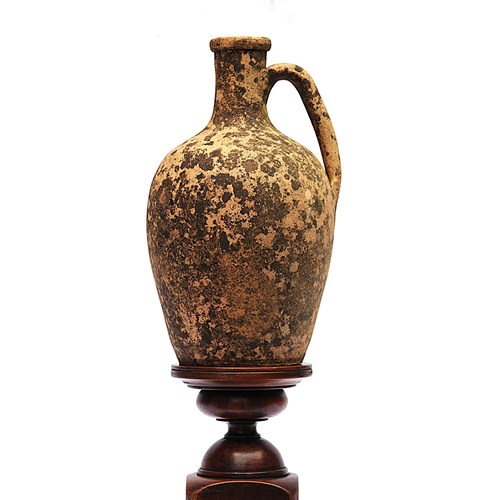 Small Terracotta Bottle Vintage Garden Weathered Vase Pot Thrown Bottle Handle 