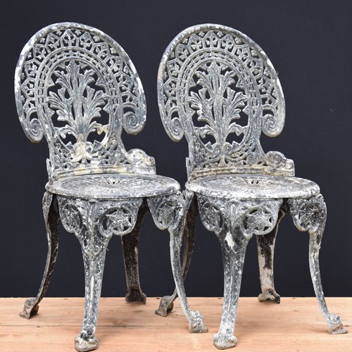 Pair Of Weathered Garden Patio Chairs