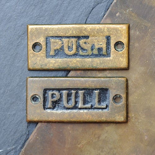 Push Pull Door Plates Reclaimed Brass Door Sign Plaque Antique Doors
