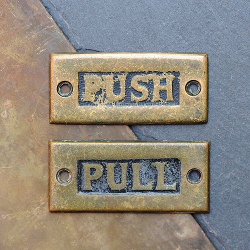 Push Pull Door Plates Reclaimed Brass Door Sign Plaque Antique Doors